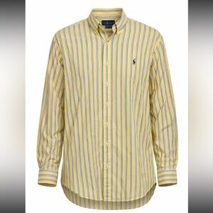Vintage Polo Ralph Lauren Blake Yellow Blue Striped Button Down Shirt Size Large